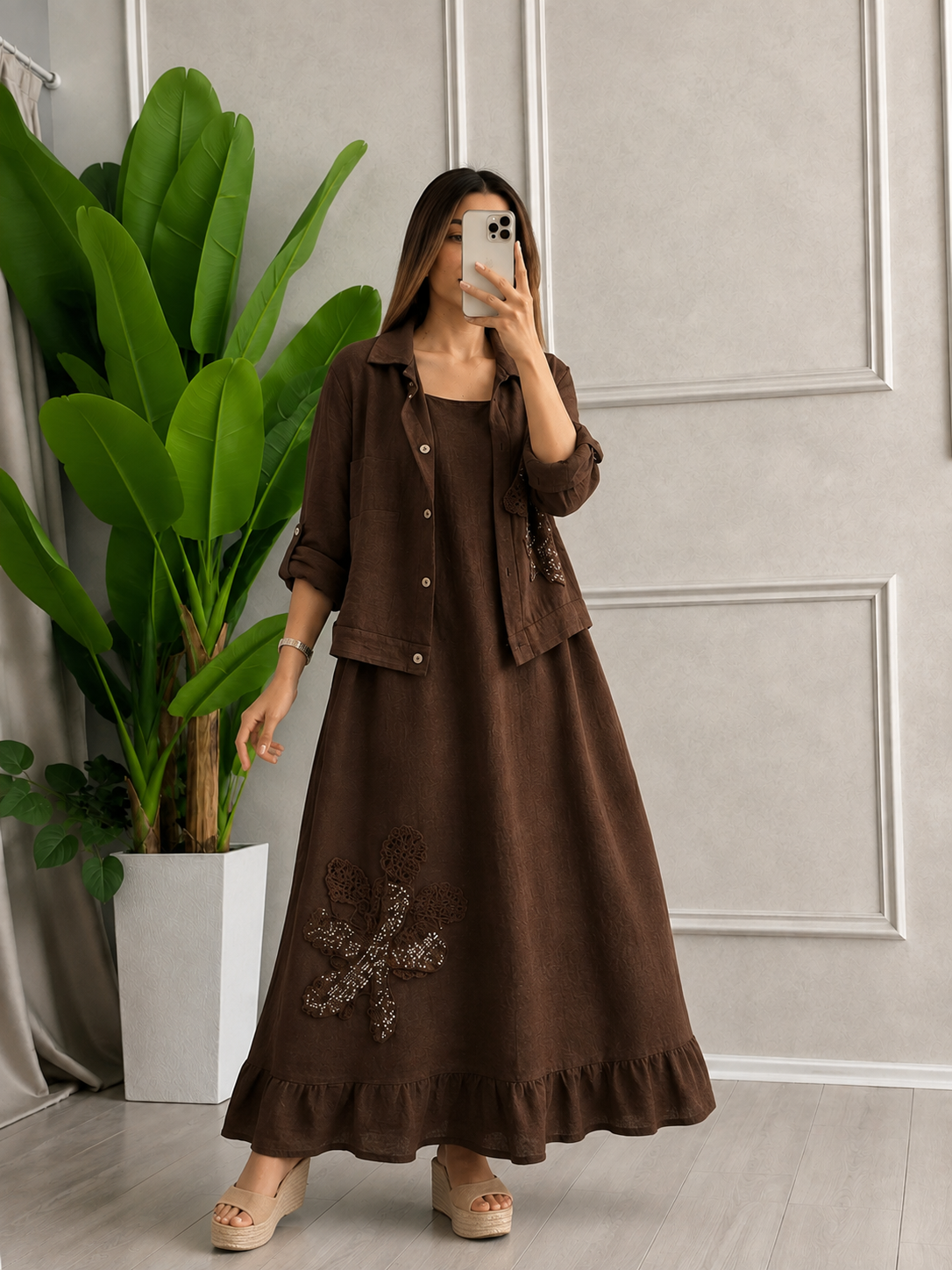 Pure Linen Maxi Dress & Jacket