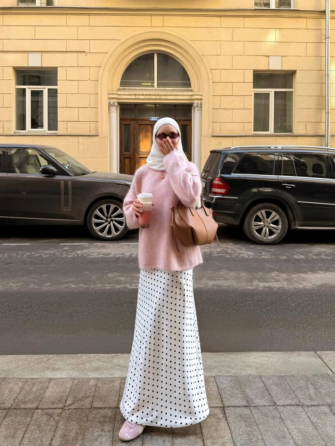 POLKA SATIN MAXI SKIRT