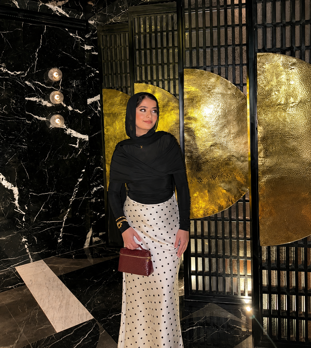 POLKA SATIN MAXI SKIRT