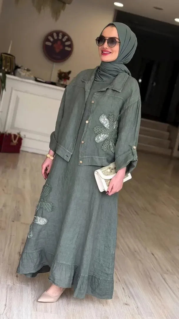 Pure Linen Maxi Dress & Jacket
