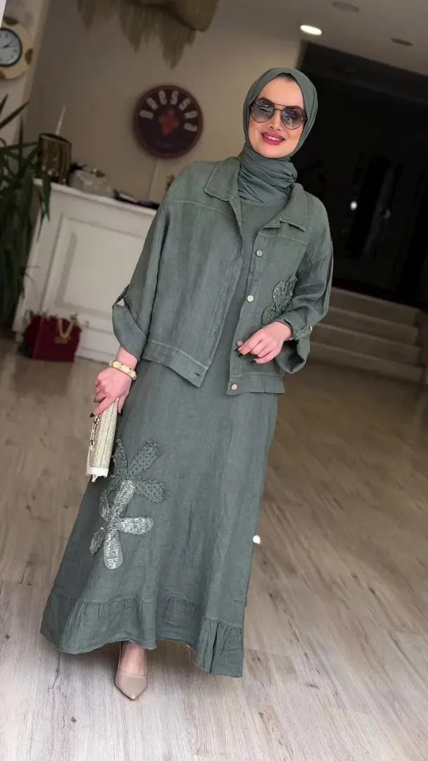 Pure Linen Maxi Dress & Jacket
