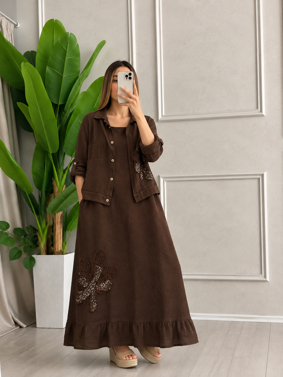 Pure Linen Maxi Dress & Jacket