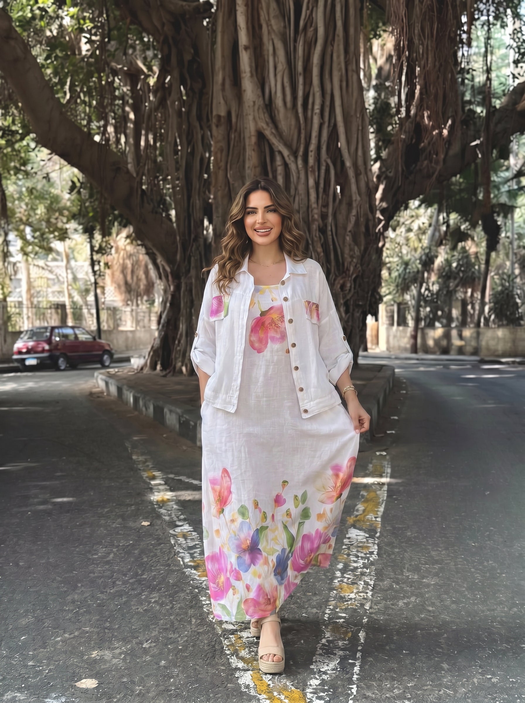 Italian Pure Linen 2-Piece Dress